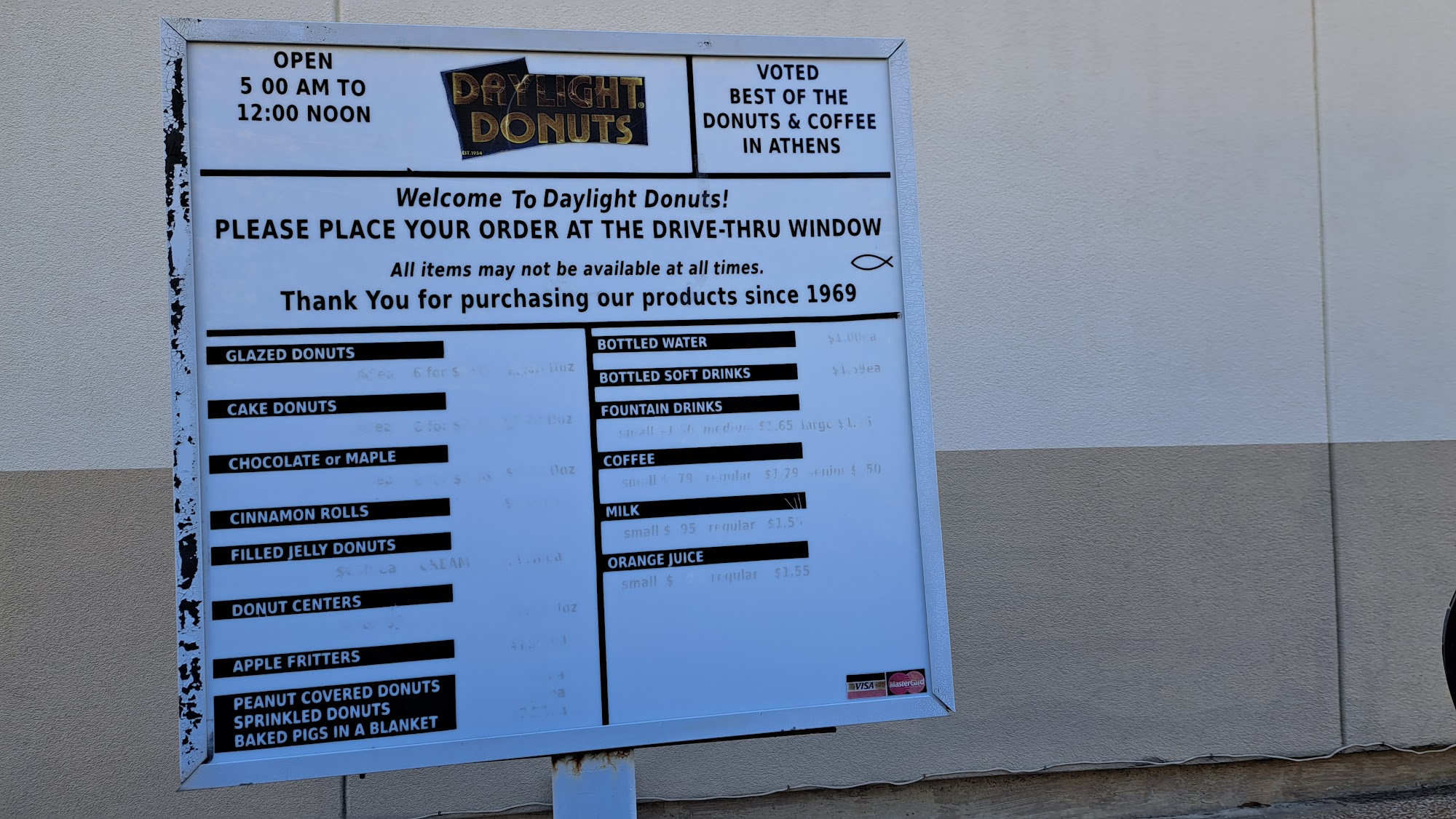 Daylight Donuts Menu