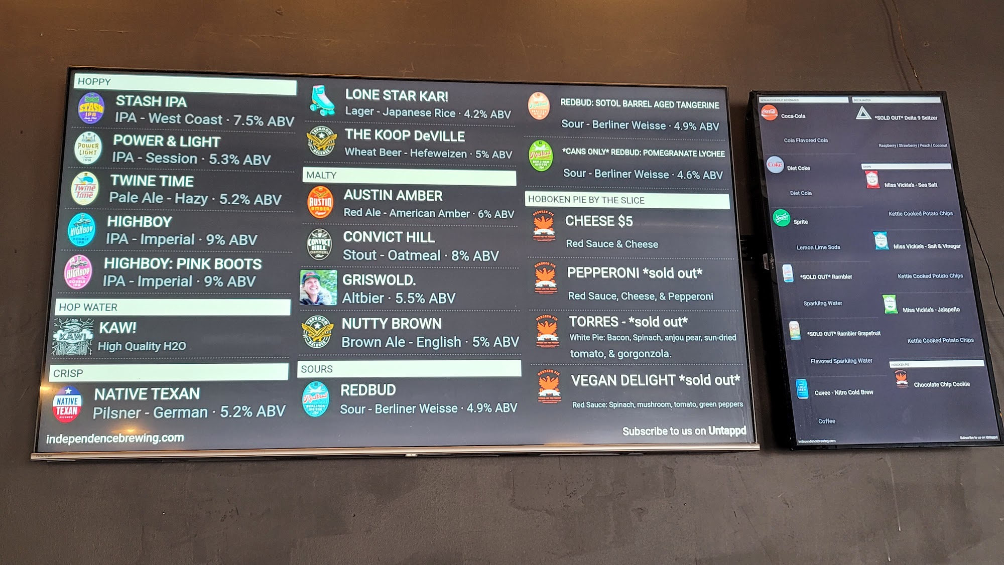 Independence Brewing Co. Menu