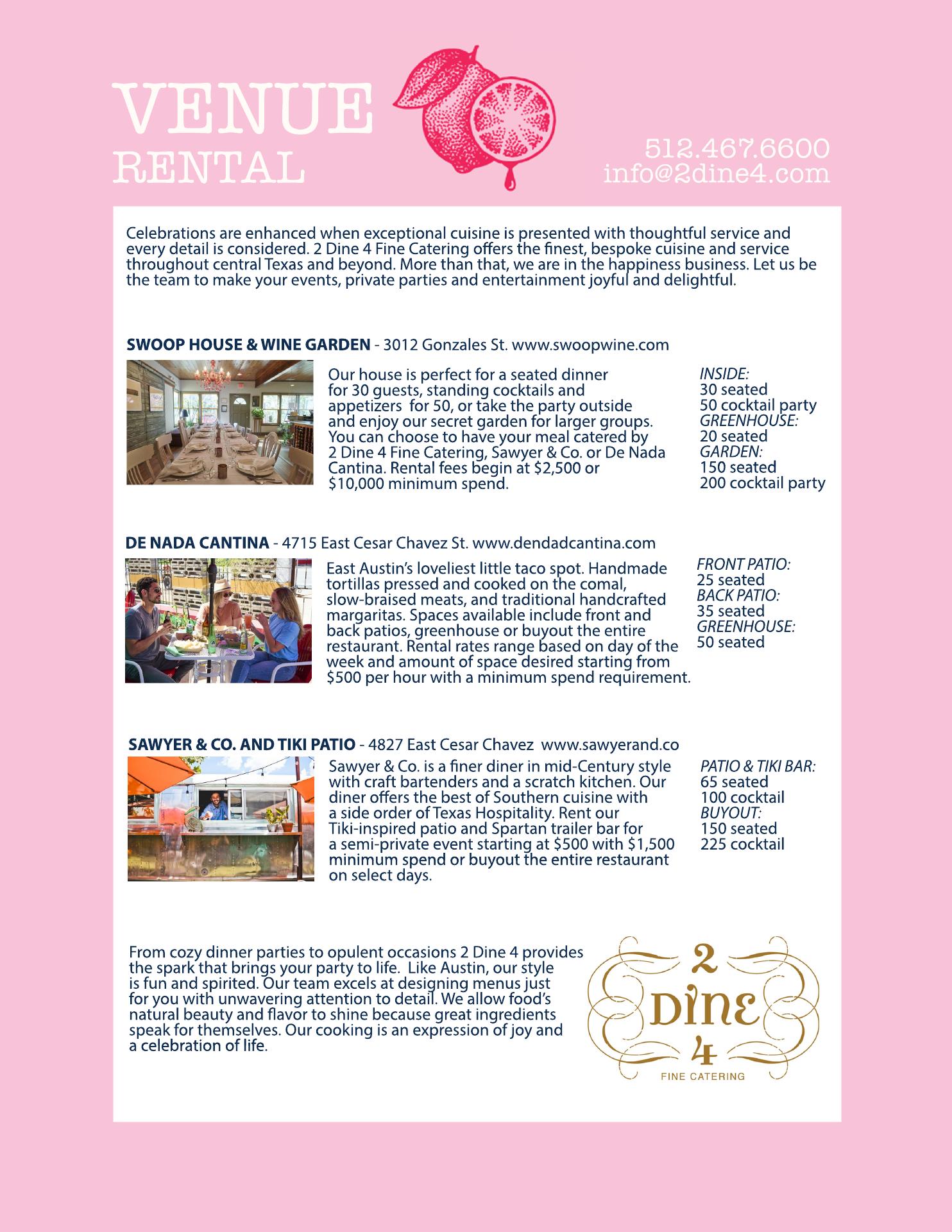2 Dine 4 Catering Menu