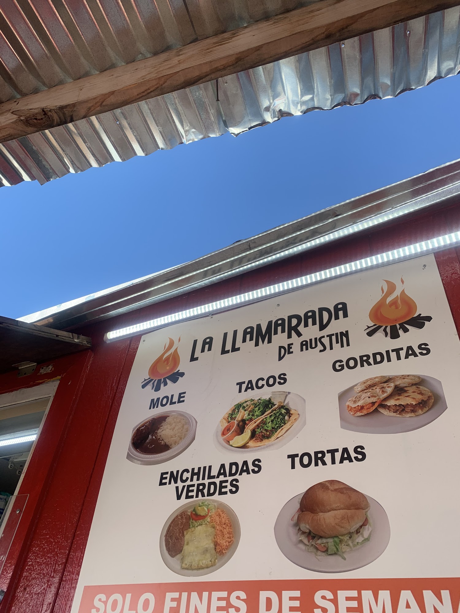 La llamarada De Austin Menu