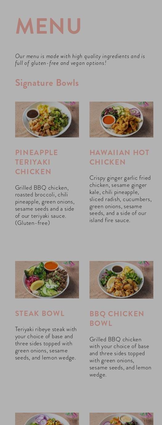 lulubowls (Hawaiian-Inspired Bowls- Frontage) Menu
