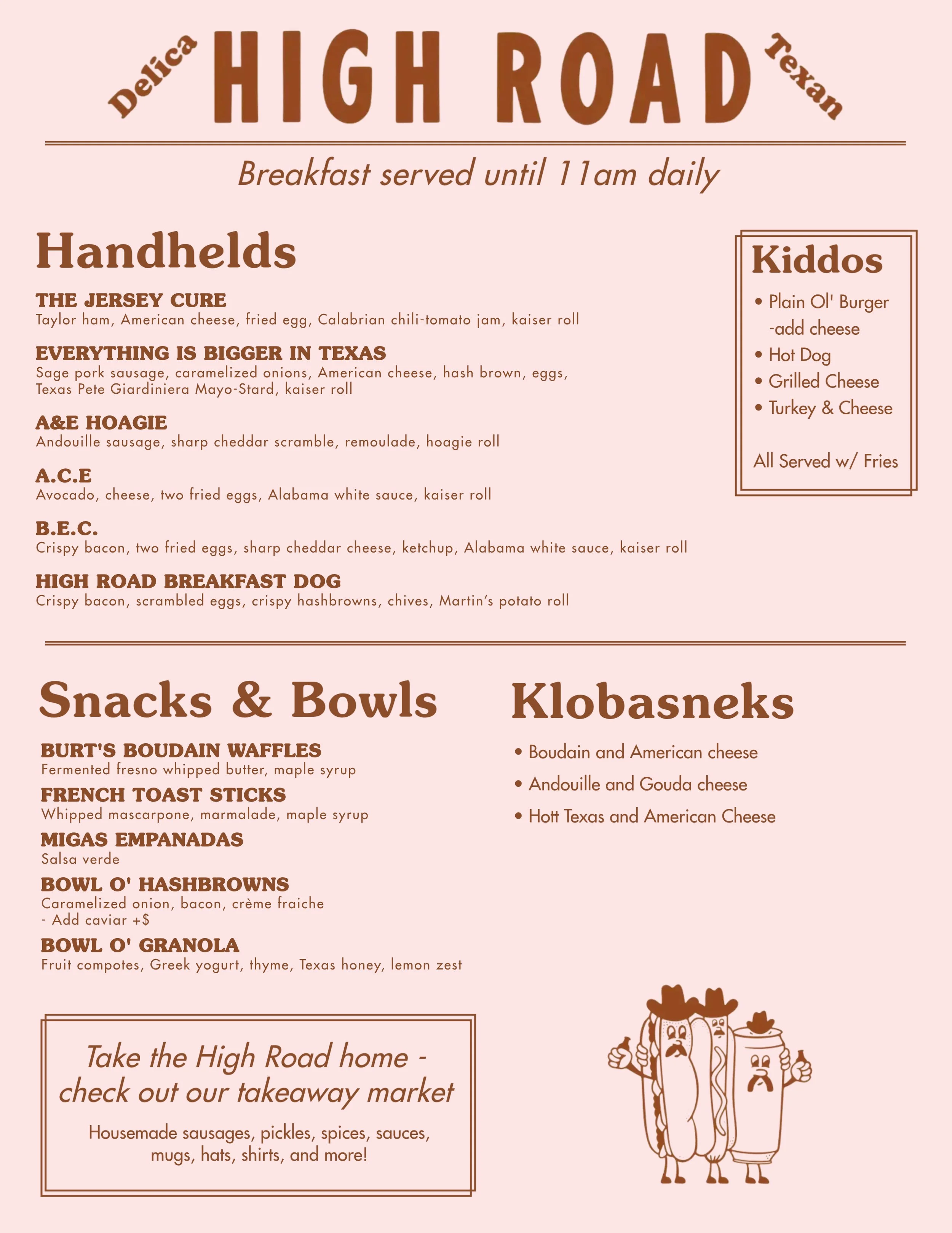 High Road DelicaTexan Menu