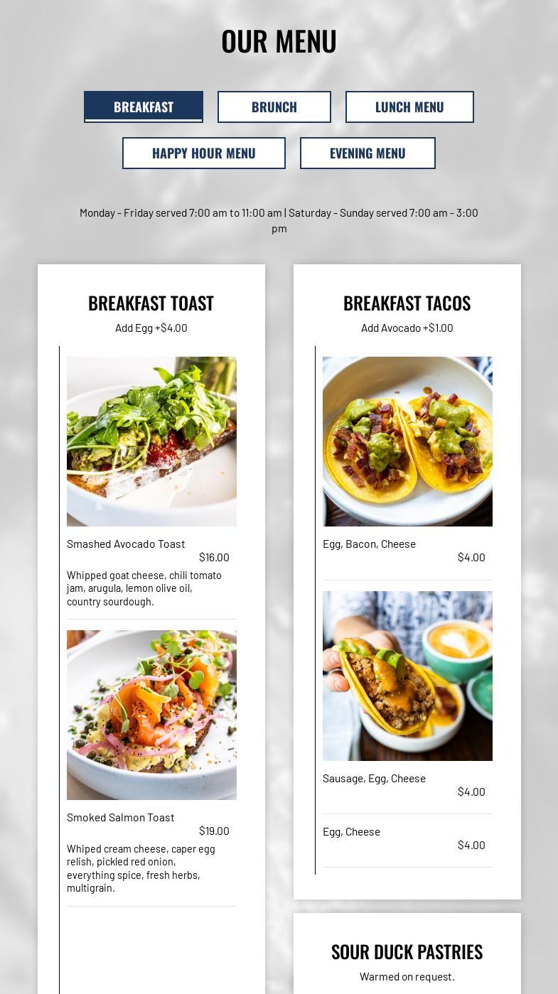 Cafe Largesse Menu