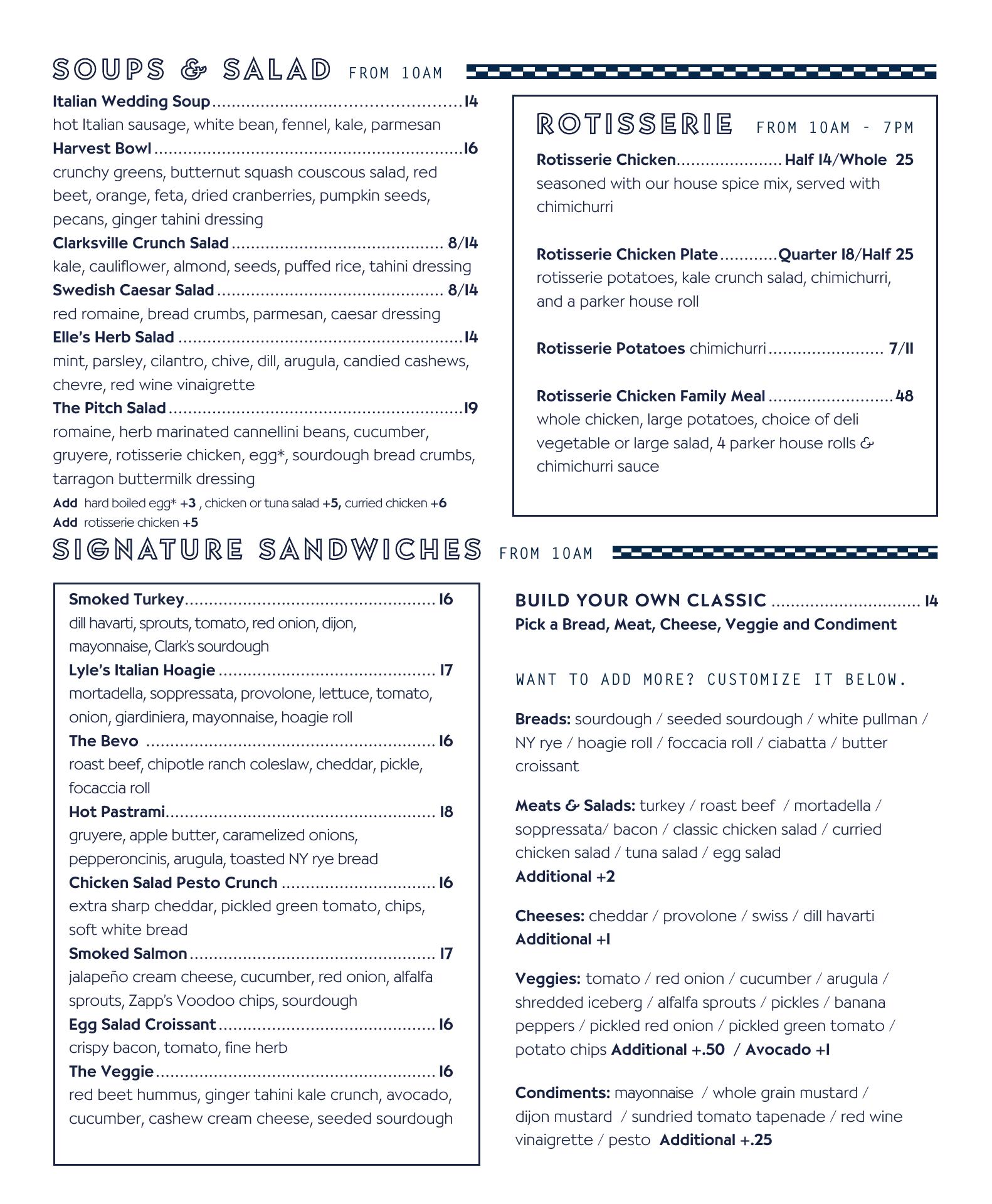 Swedish Hill South First Menu