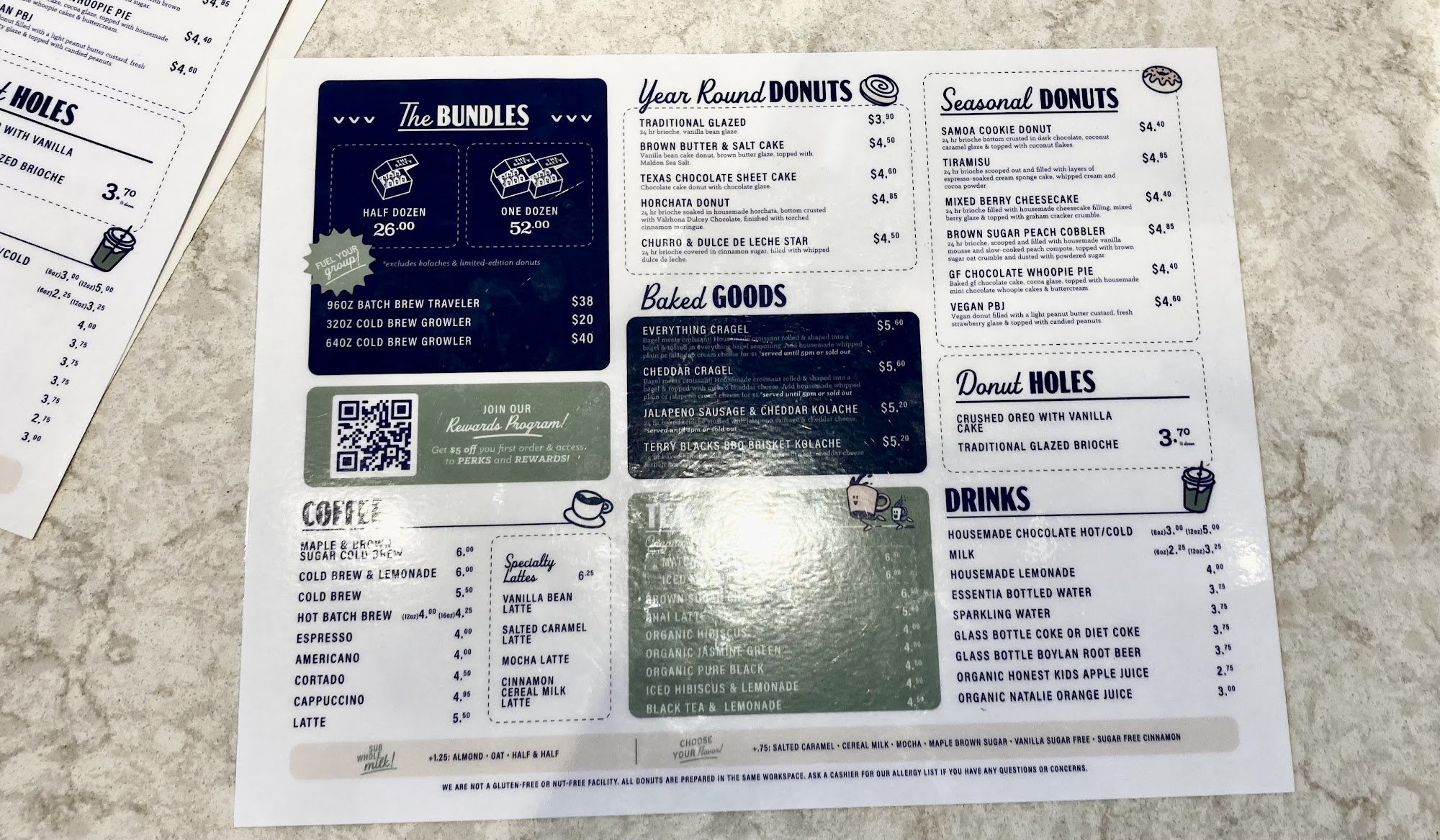 The Salty Donut Menu