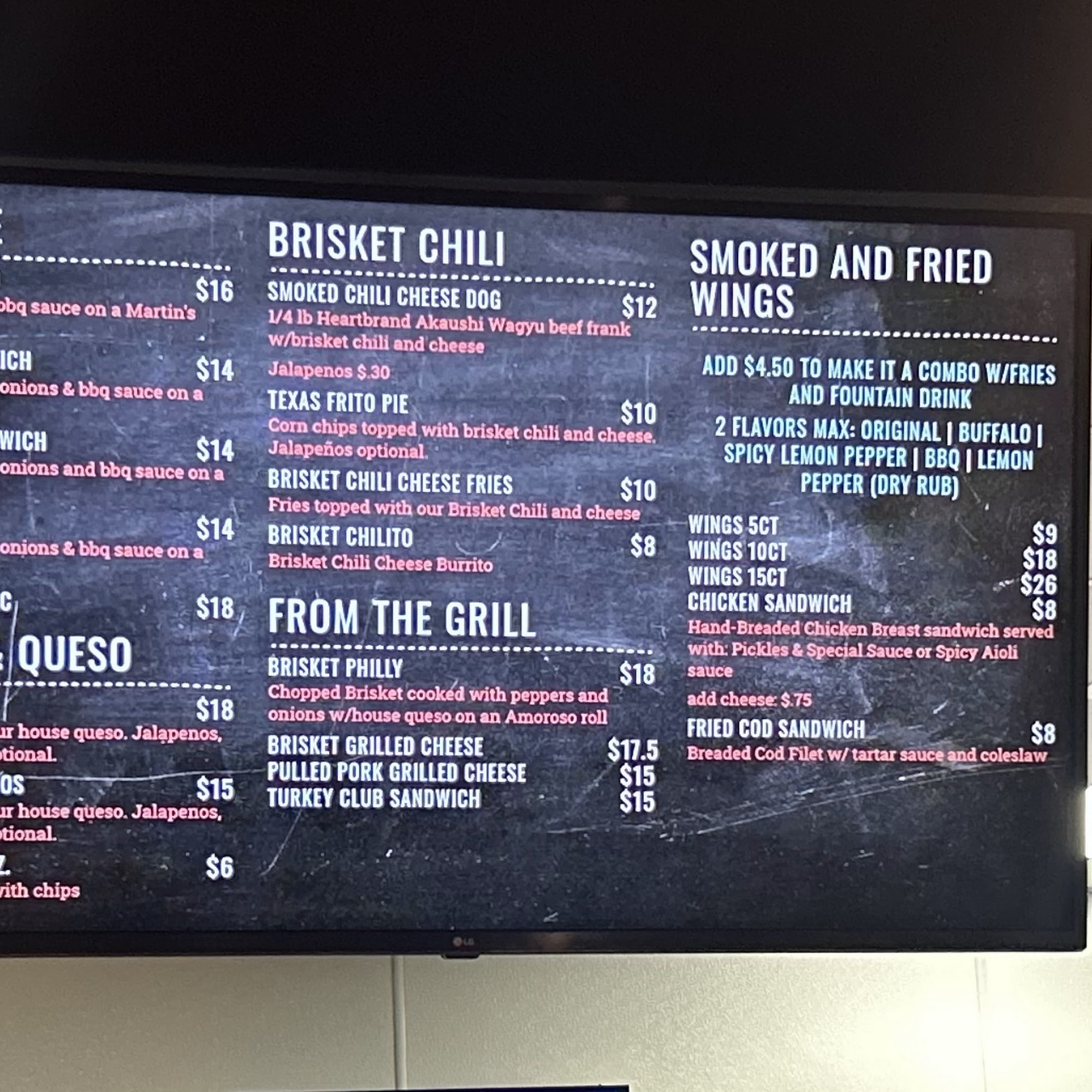Moreno Burger Co Menu