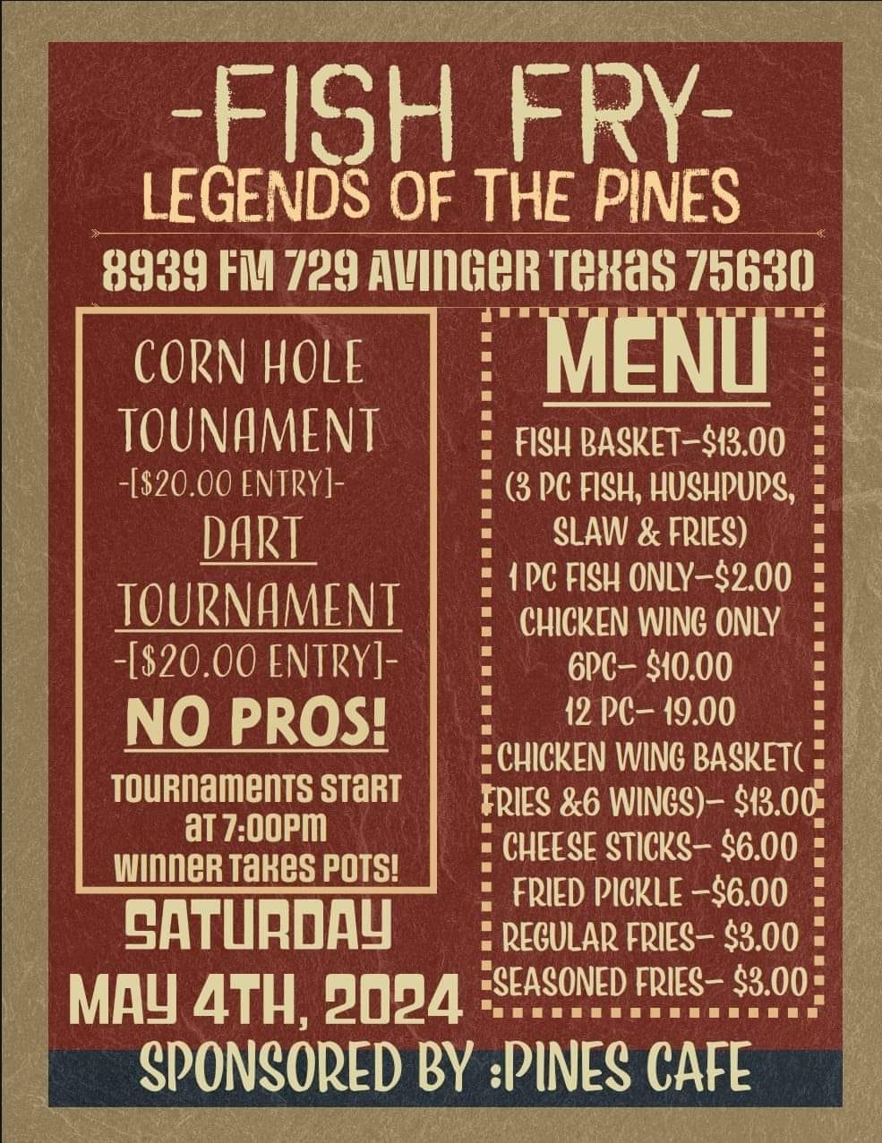 Legends O' the Pines Menu