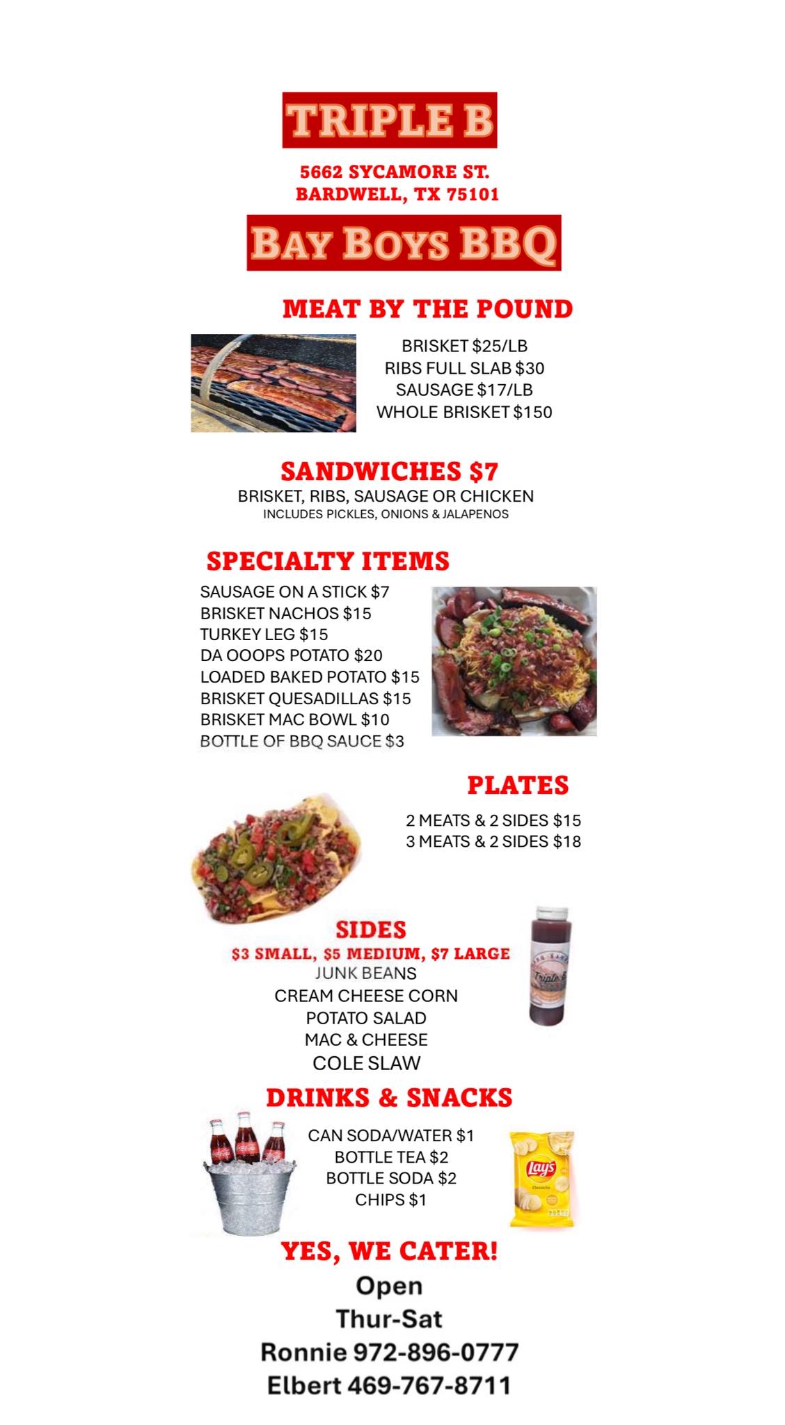 TripleBBarbeQue Menu