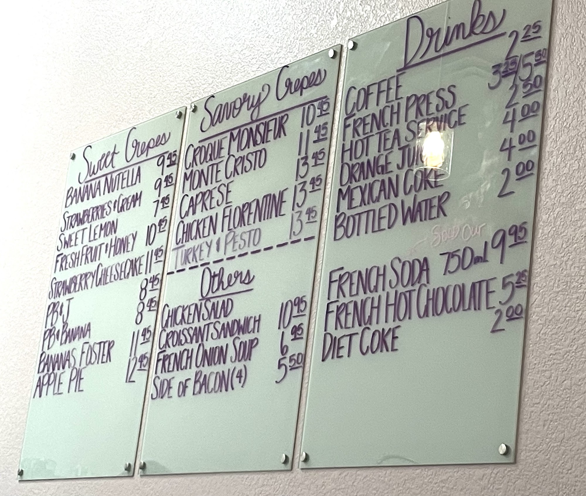 Early Light Creperie Menu