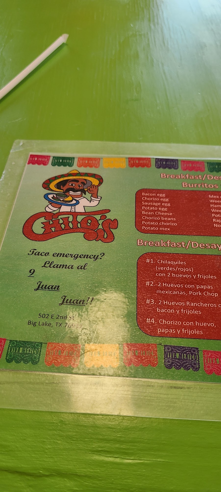 Chito's Menu