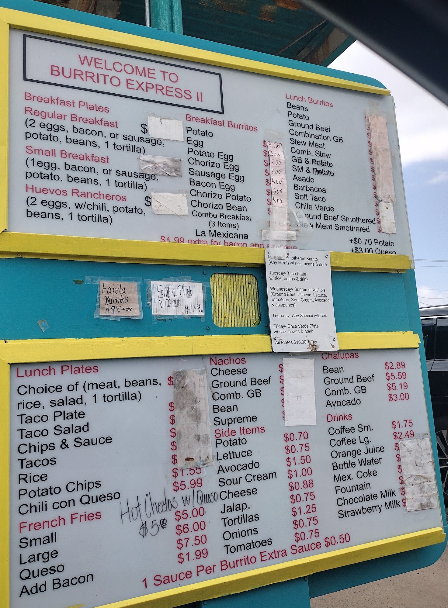 Burrito Express Menu
