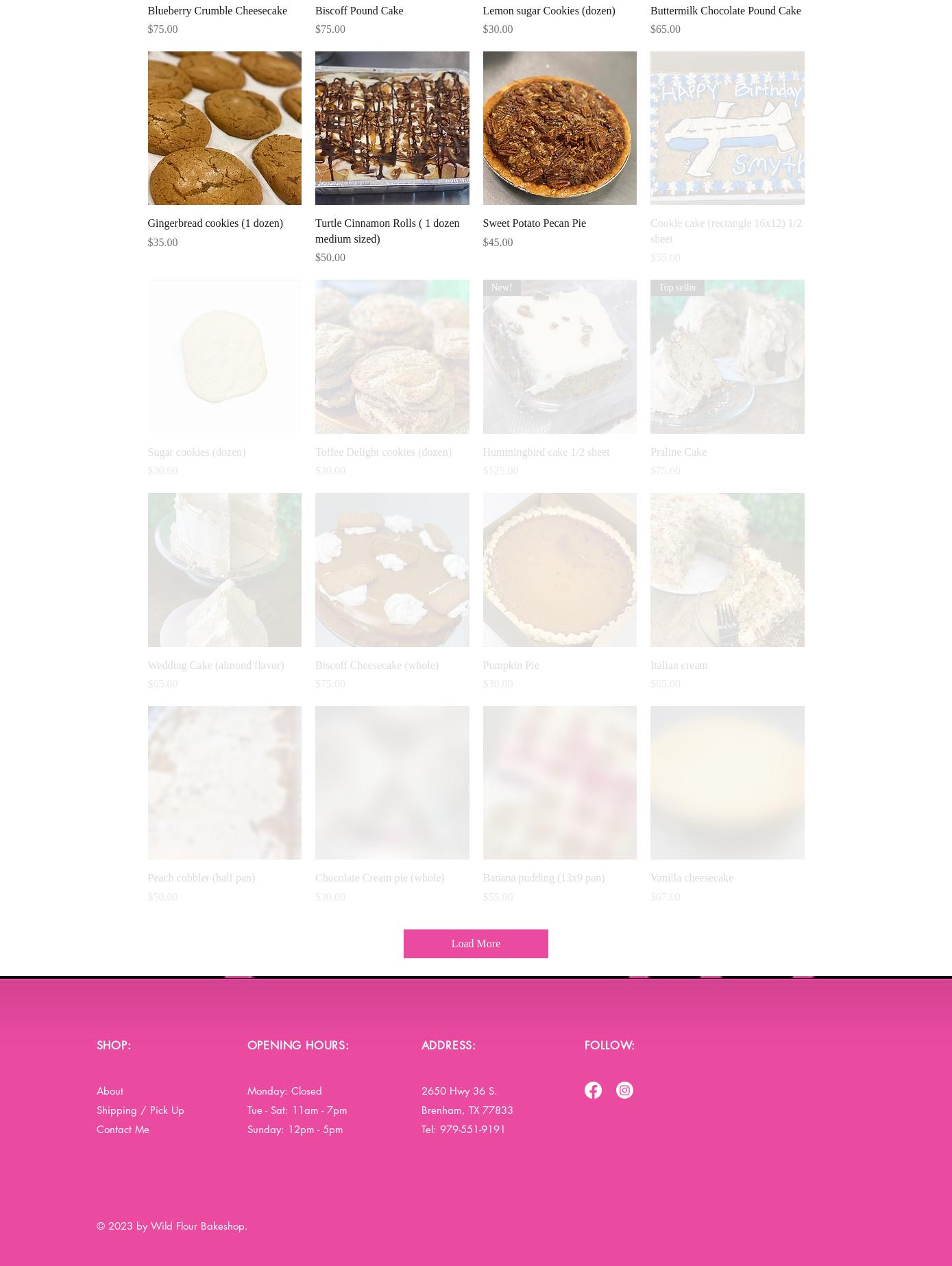 Wild Flour Bakeshop Menu