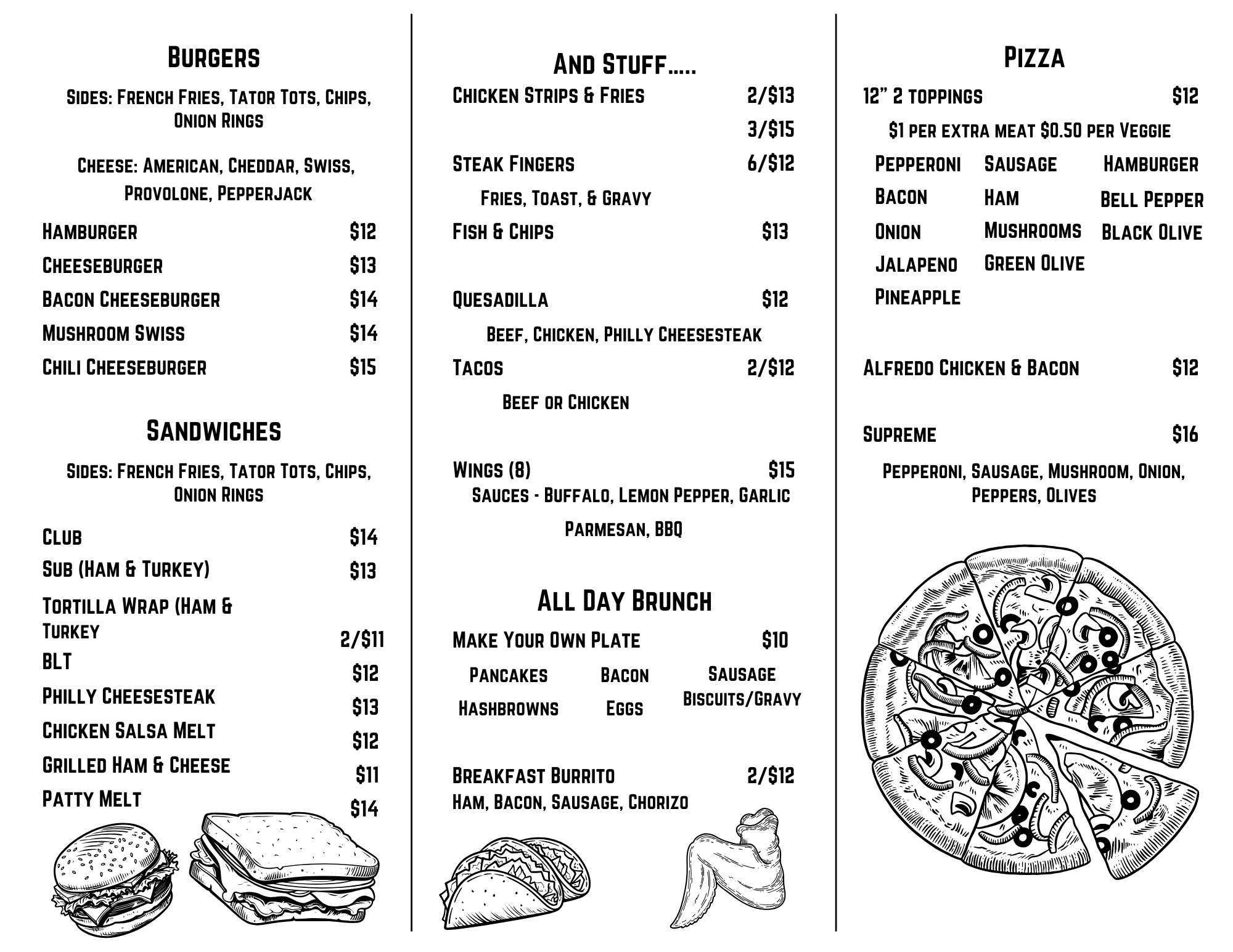 Macgyver's Food and Spirits Menu