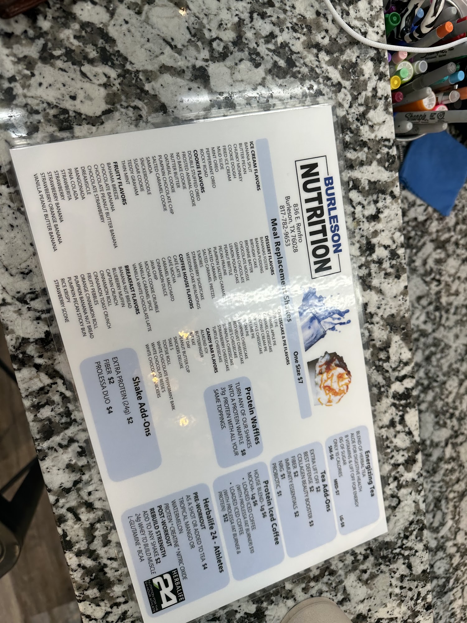 Burleson Nutrition Menu