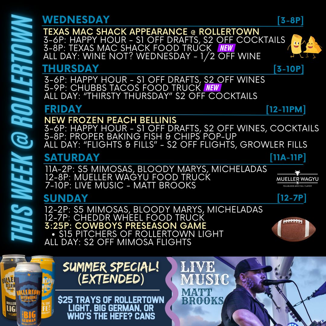 Rollertown Beerworks Menu