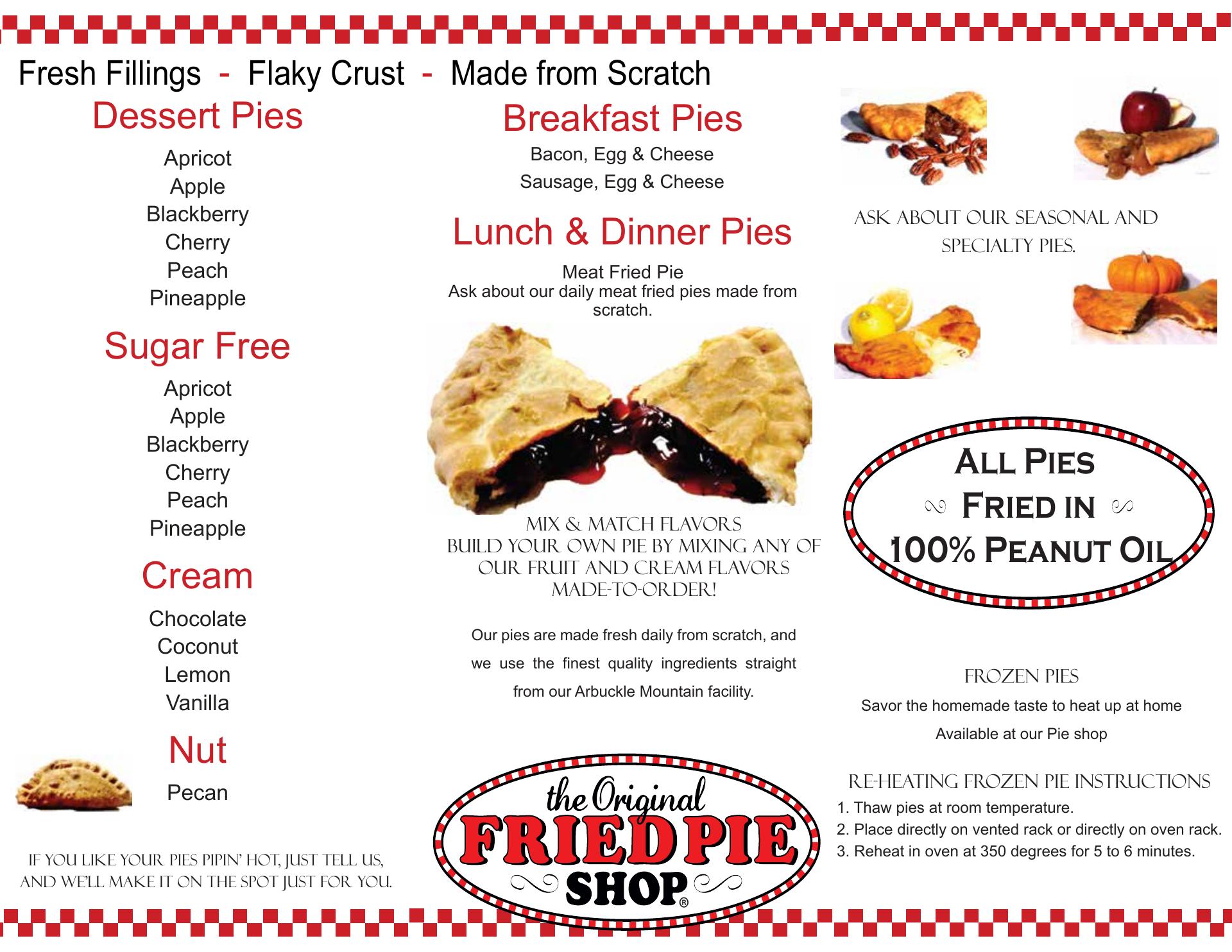 Original fried pie shop Menu