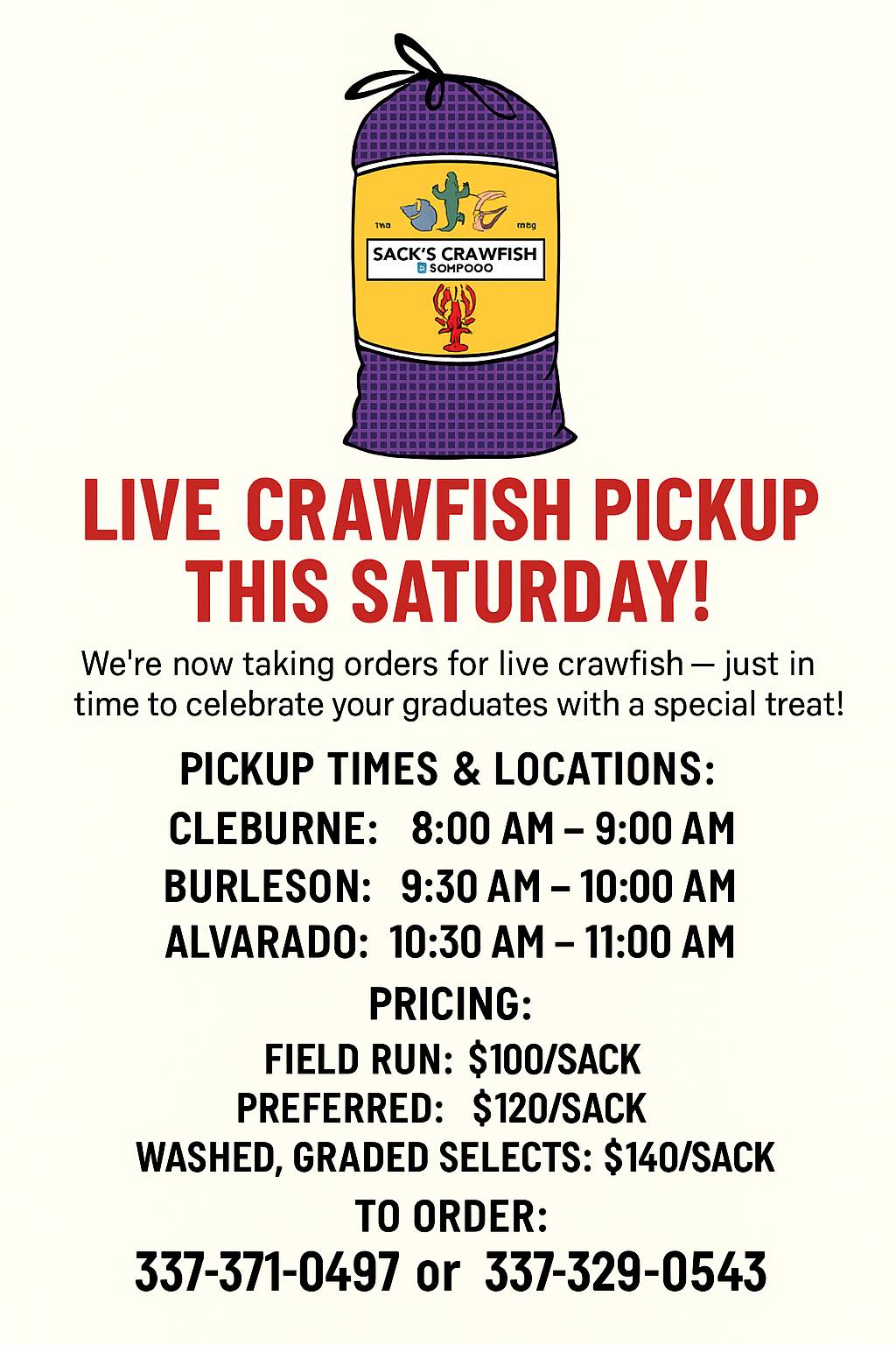 Buster's Live Crawfish Menu
