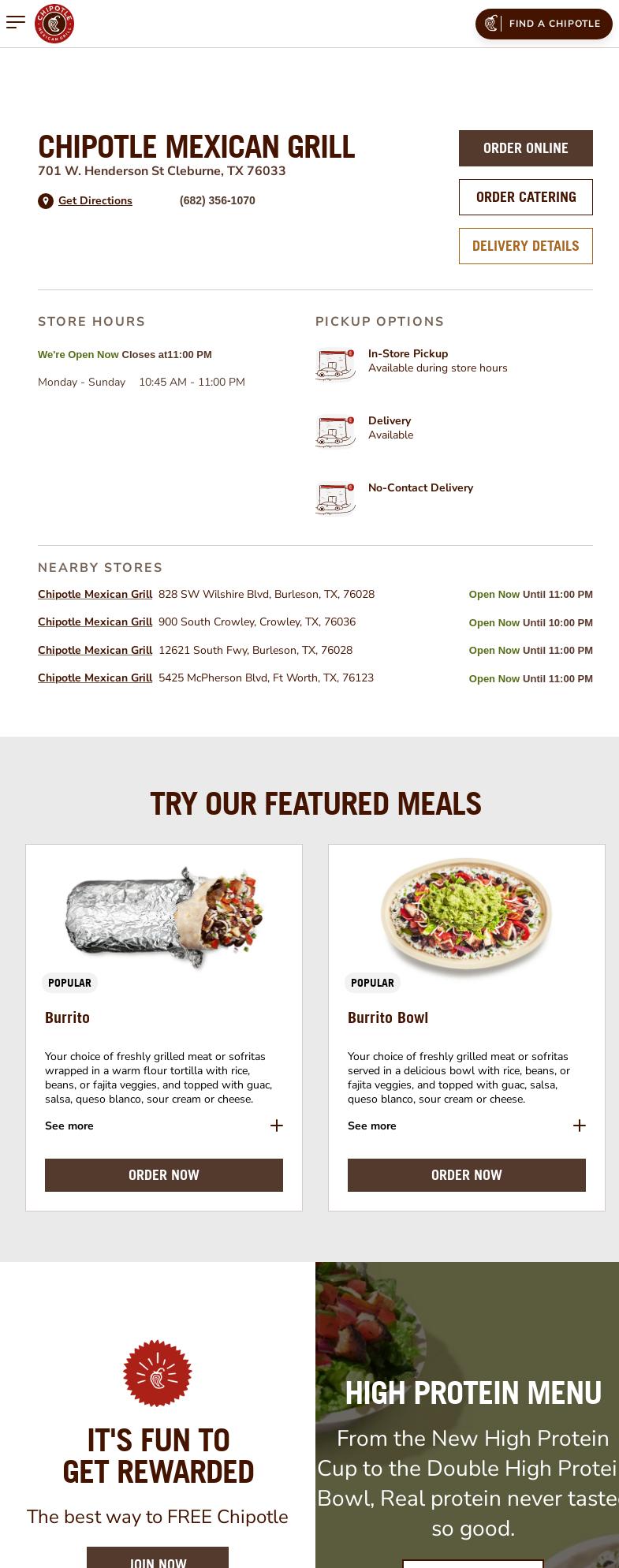 Chipotle Mexican Grill Menu