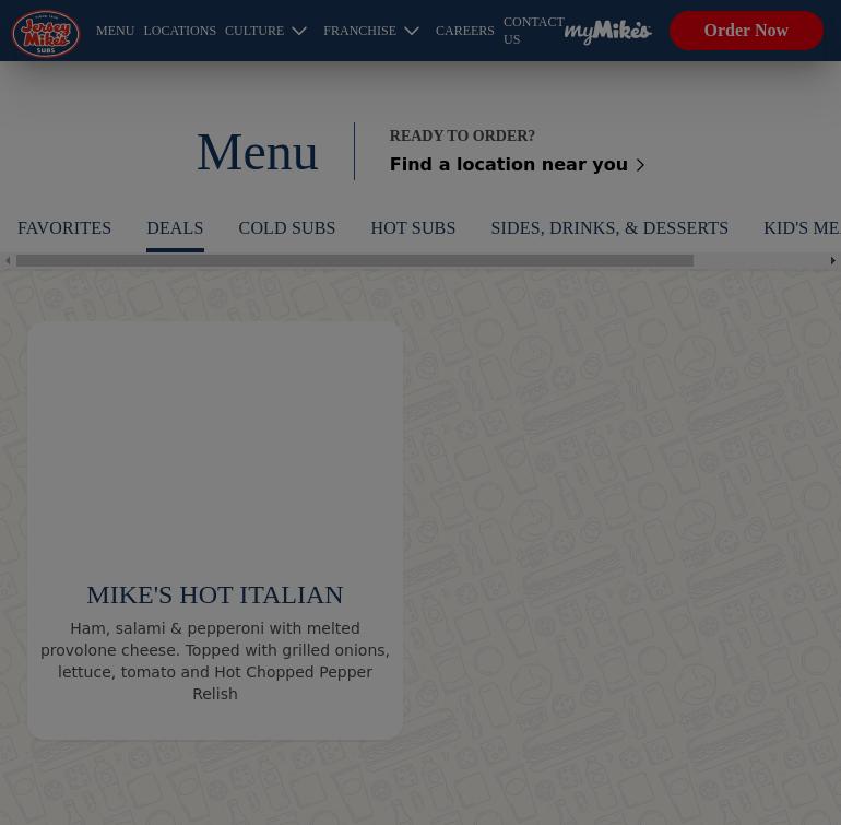 Jersey Mike's Subs Menu