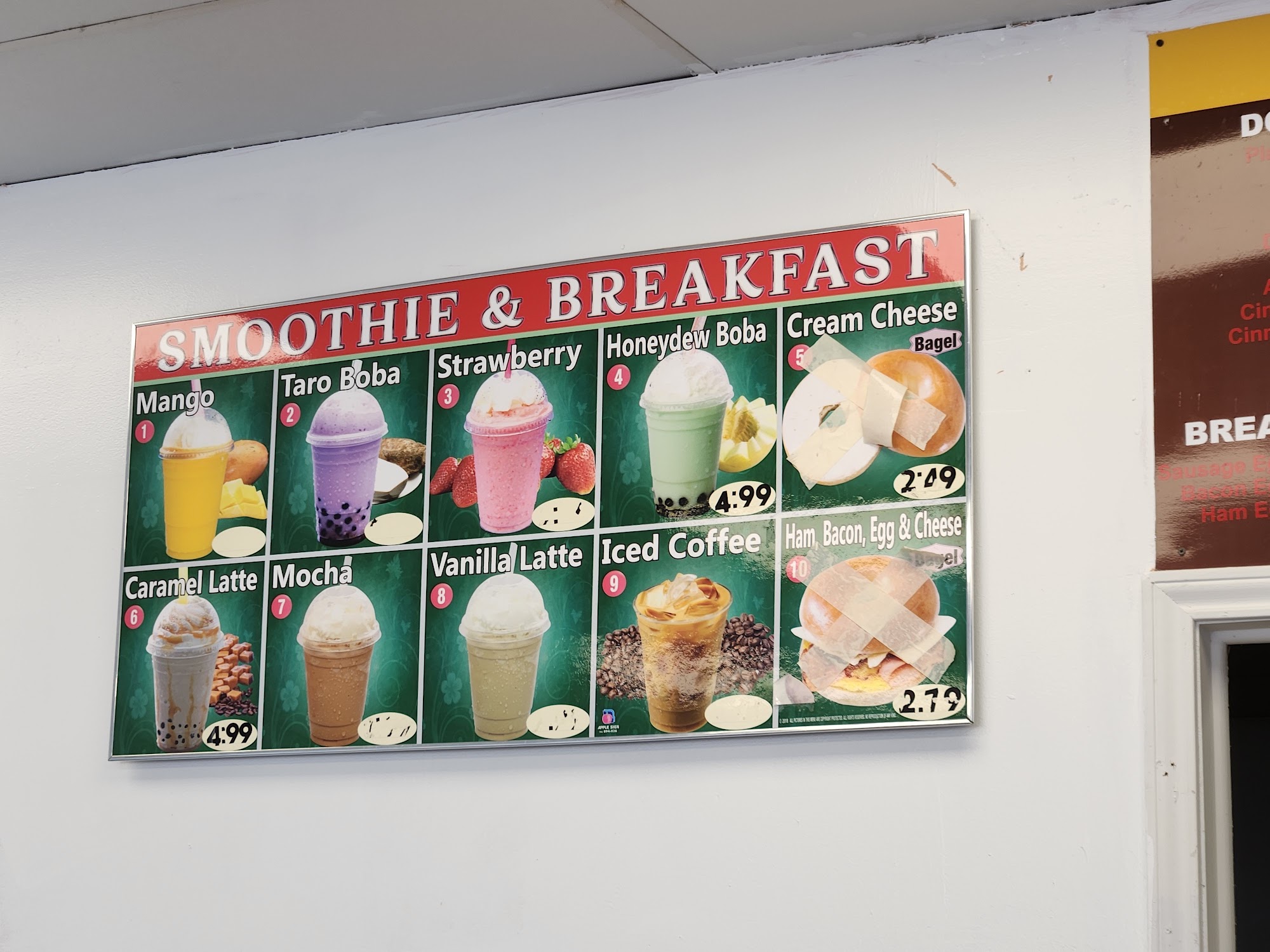 Donald's Donuts Menu