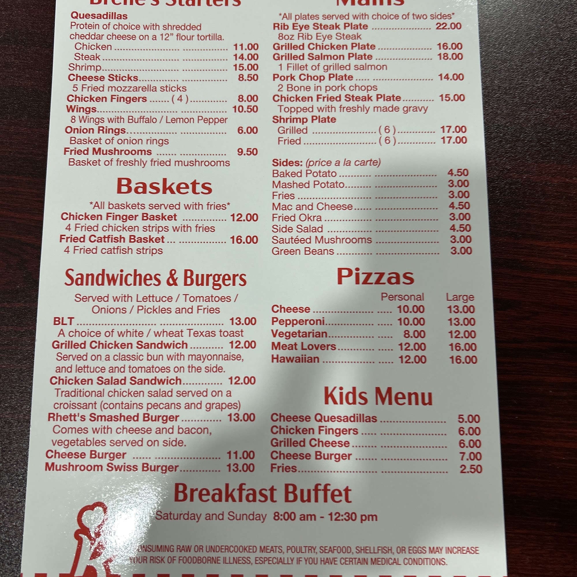 BRene’s Kitchen Menu