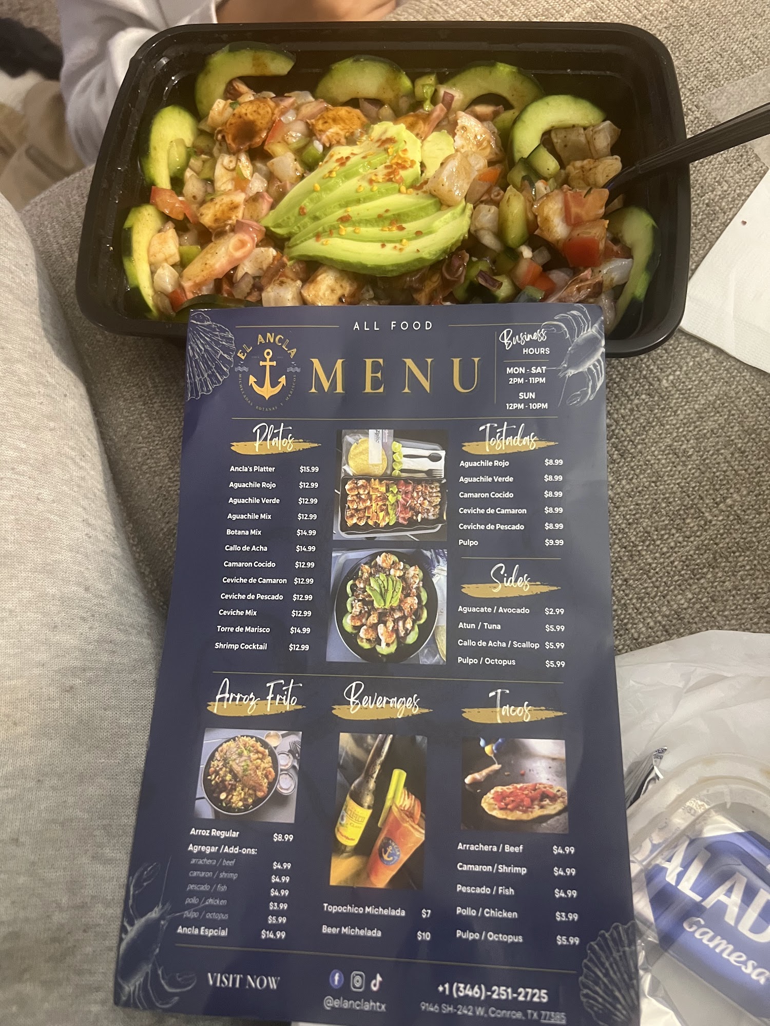 El Ancla Seafood Menu