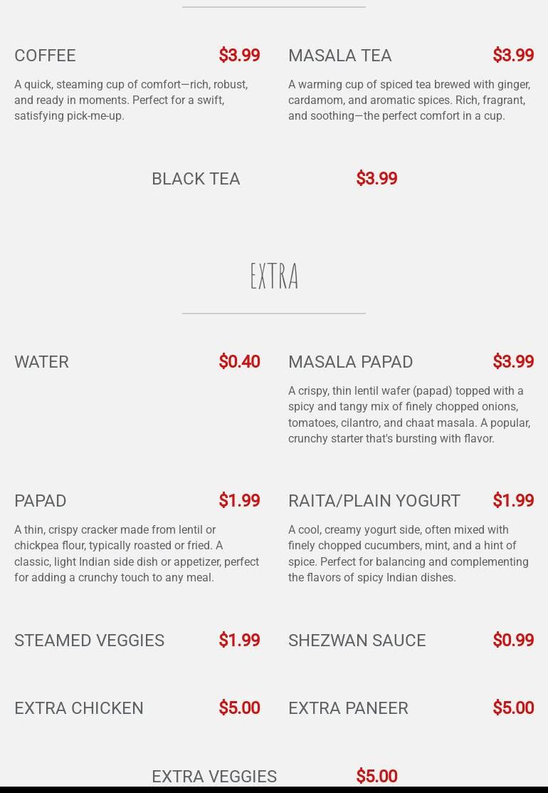 Silver Spoons - Indian Cuisine Menu