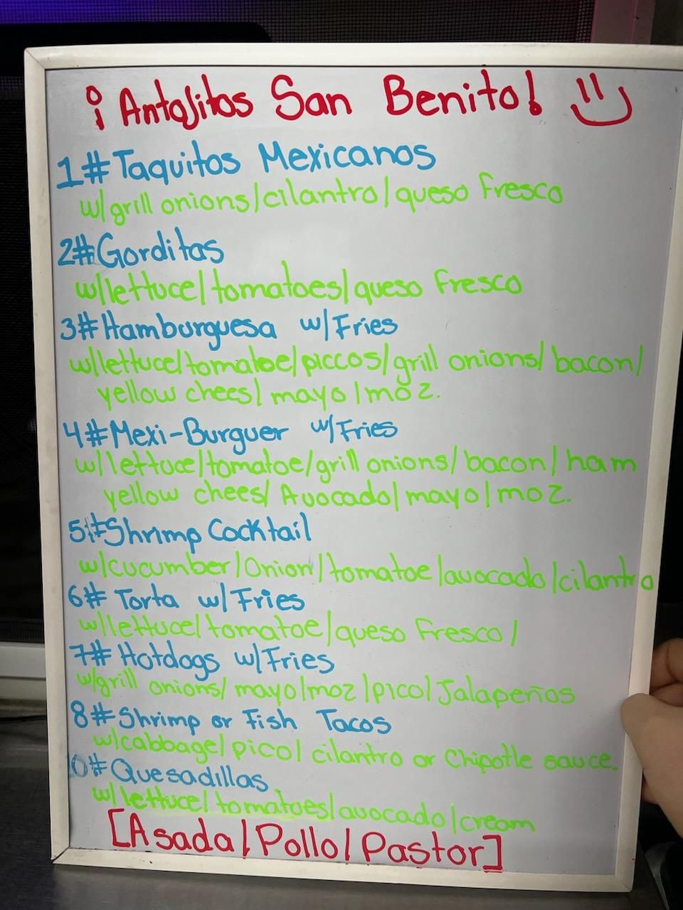 Antojitos San Benito Menu