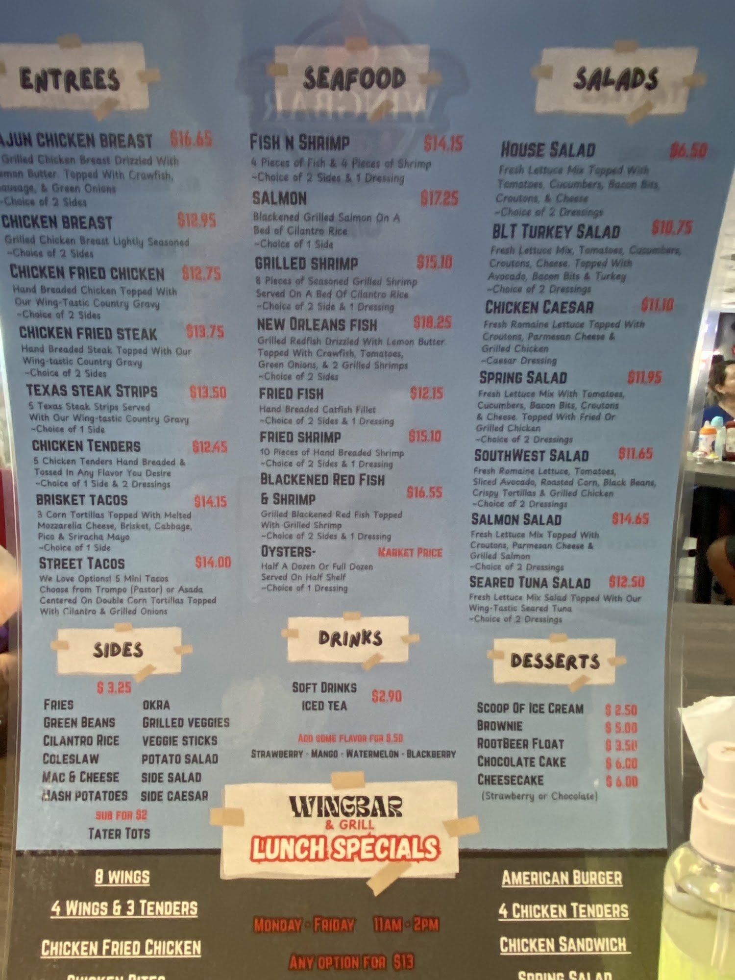 Wingbar & Grill Menu