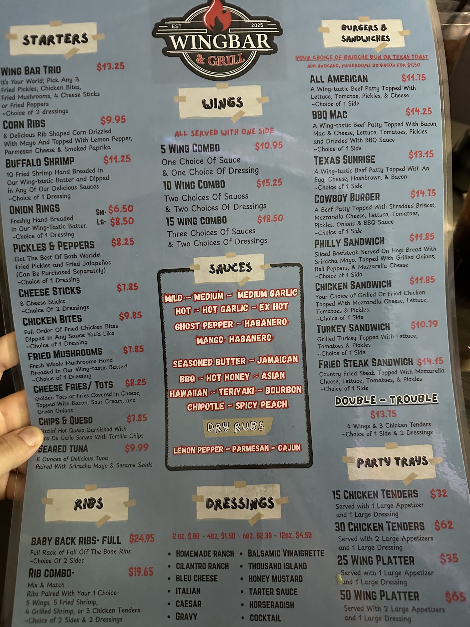 Wingbar & Grill Menu