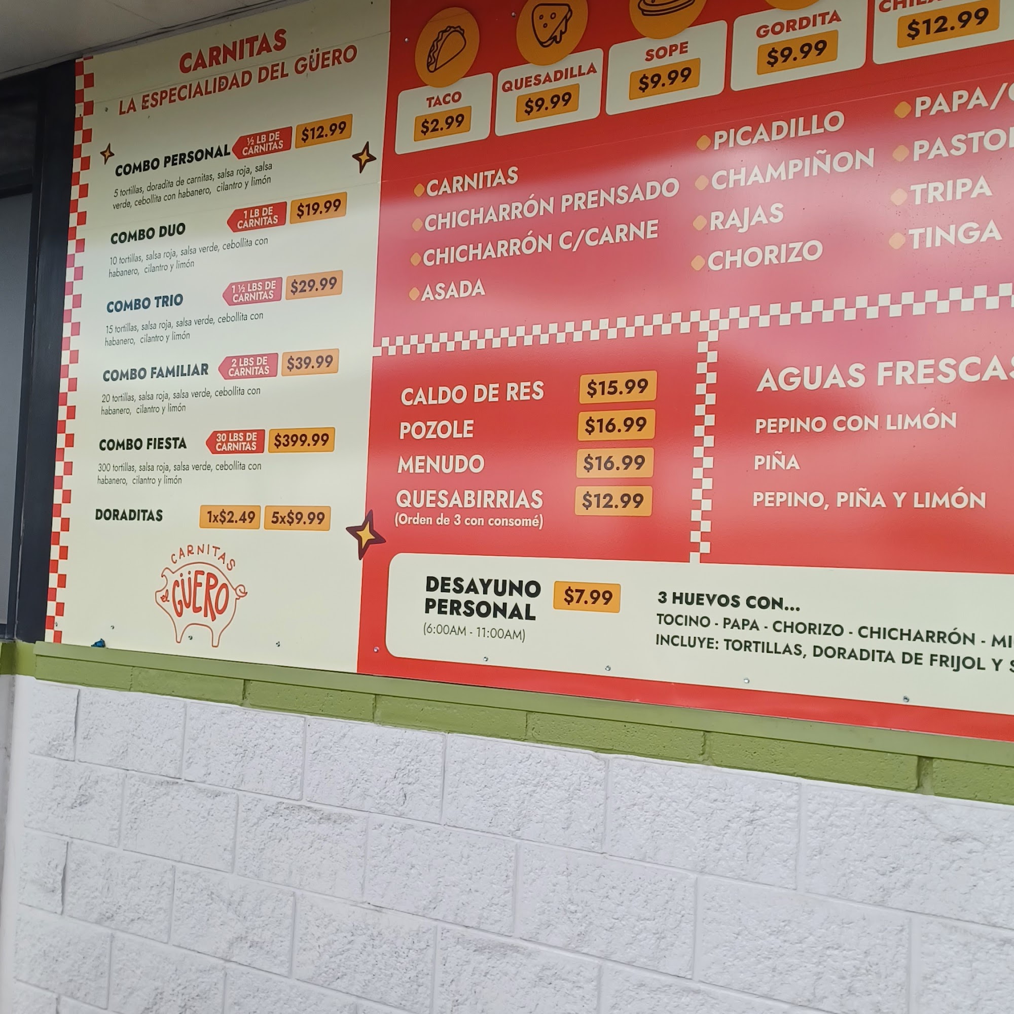 Carnitas el Guero Menu