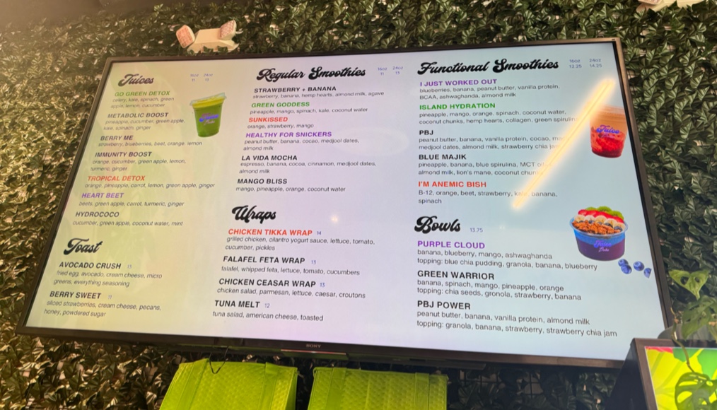 Juice Babe Menu