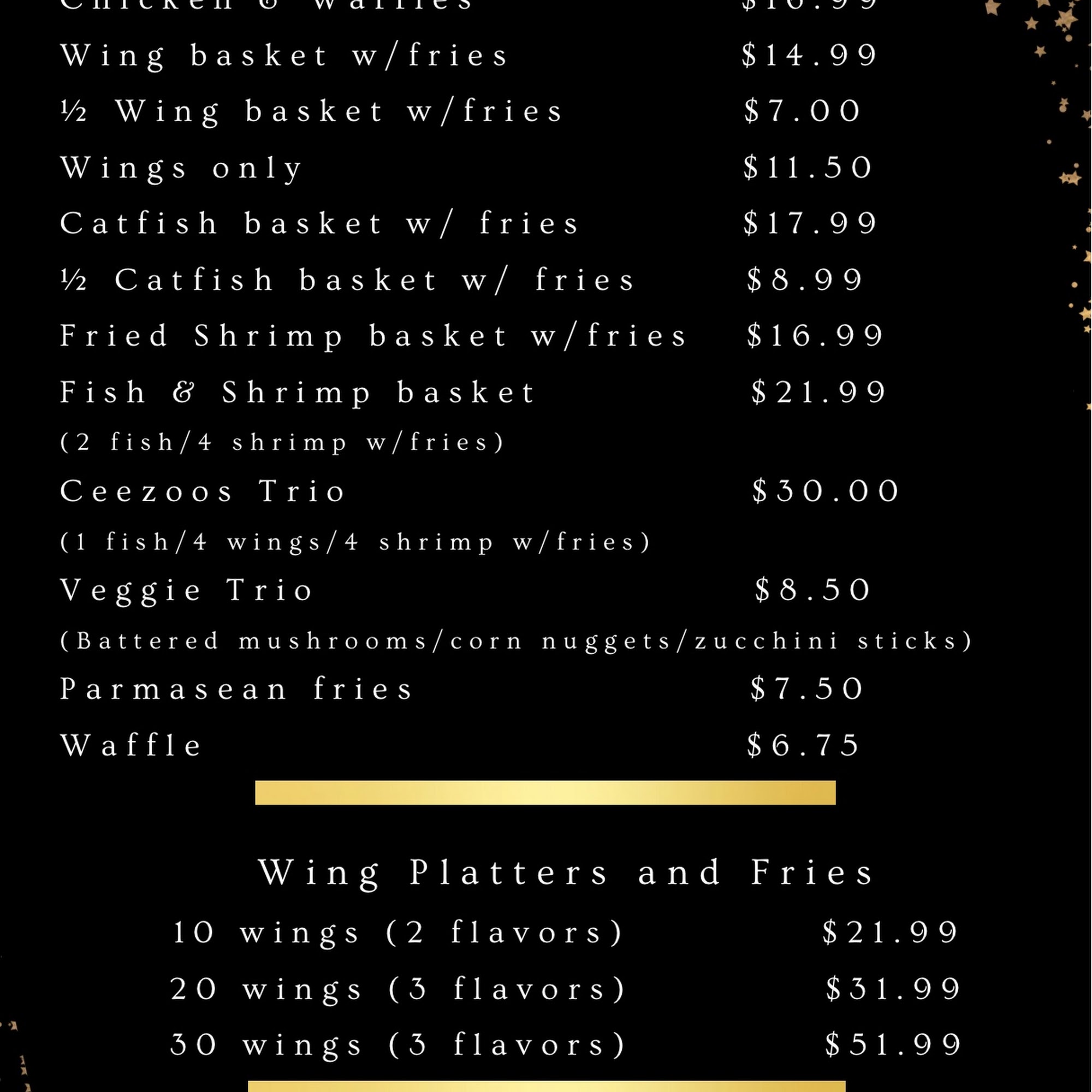 CeeZoos Dallas Menu