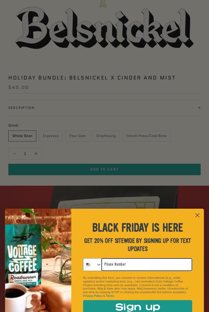 Voltage Coffee Project Menu