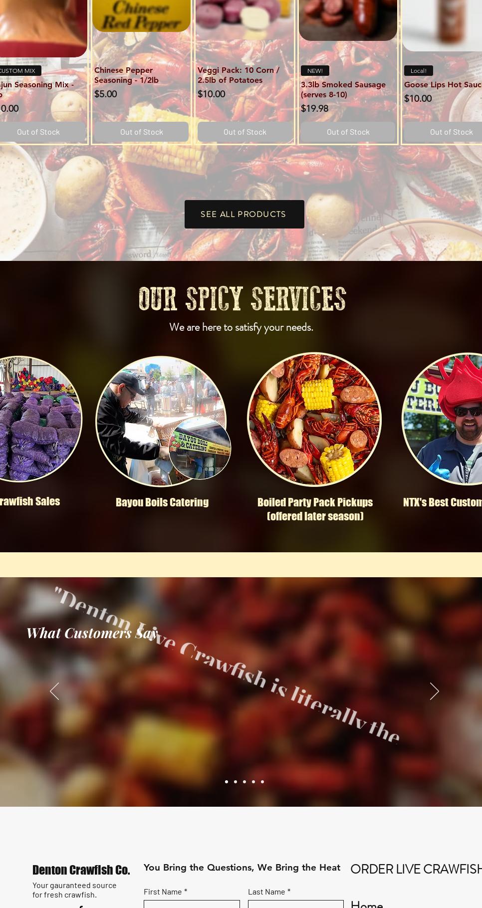 Bayou Boils - Live Crawfish Sales! Menu