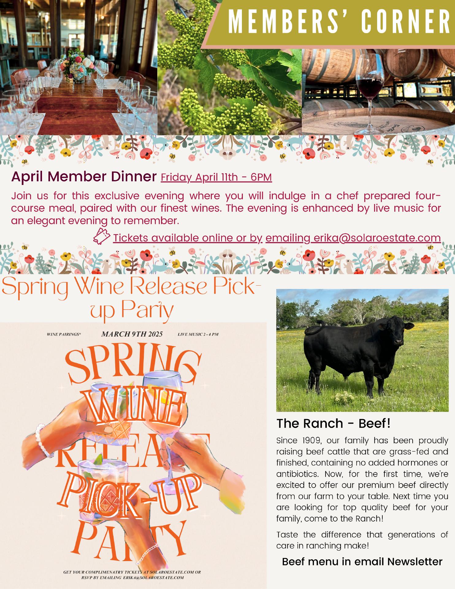 Solaro Estate Winery Menu
