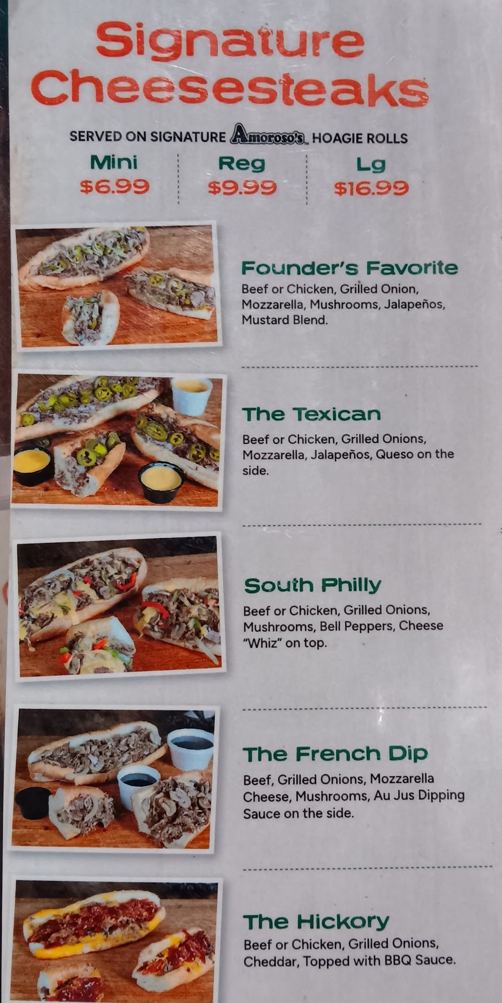 Texadelphia Menu