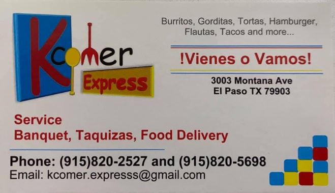 Kcomer Express INC Menu