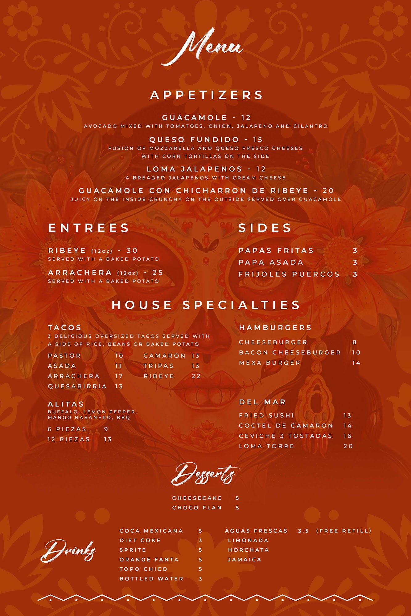 Loma Cantina Tradicional Menu