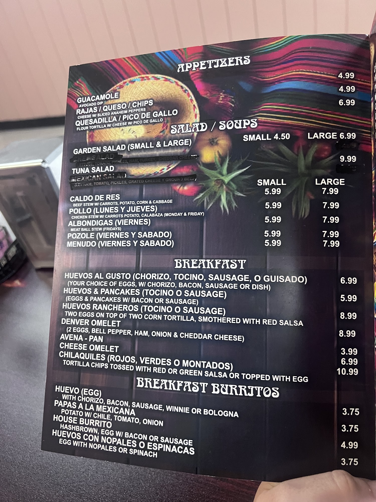 Doña Rosa Mexican Restaurant Menu