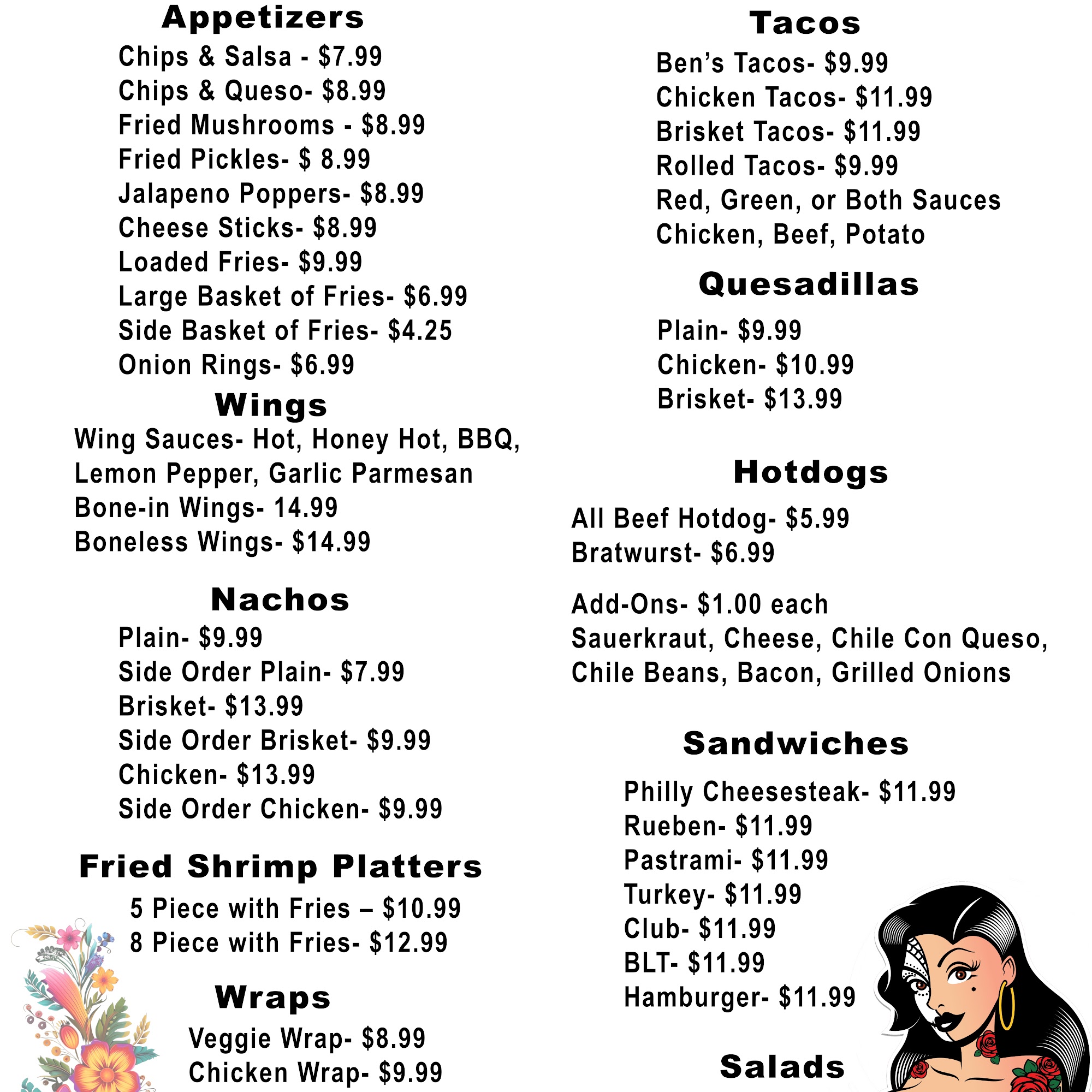 Margie's Central Canteen Menu