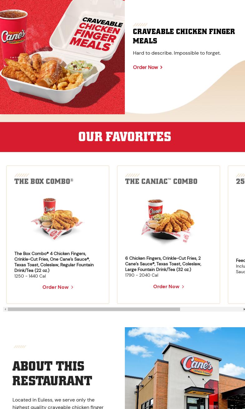 Raising Cane's Chicken Fingers Menu