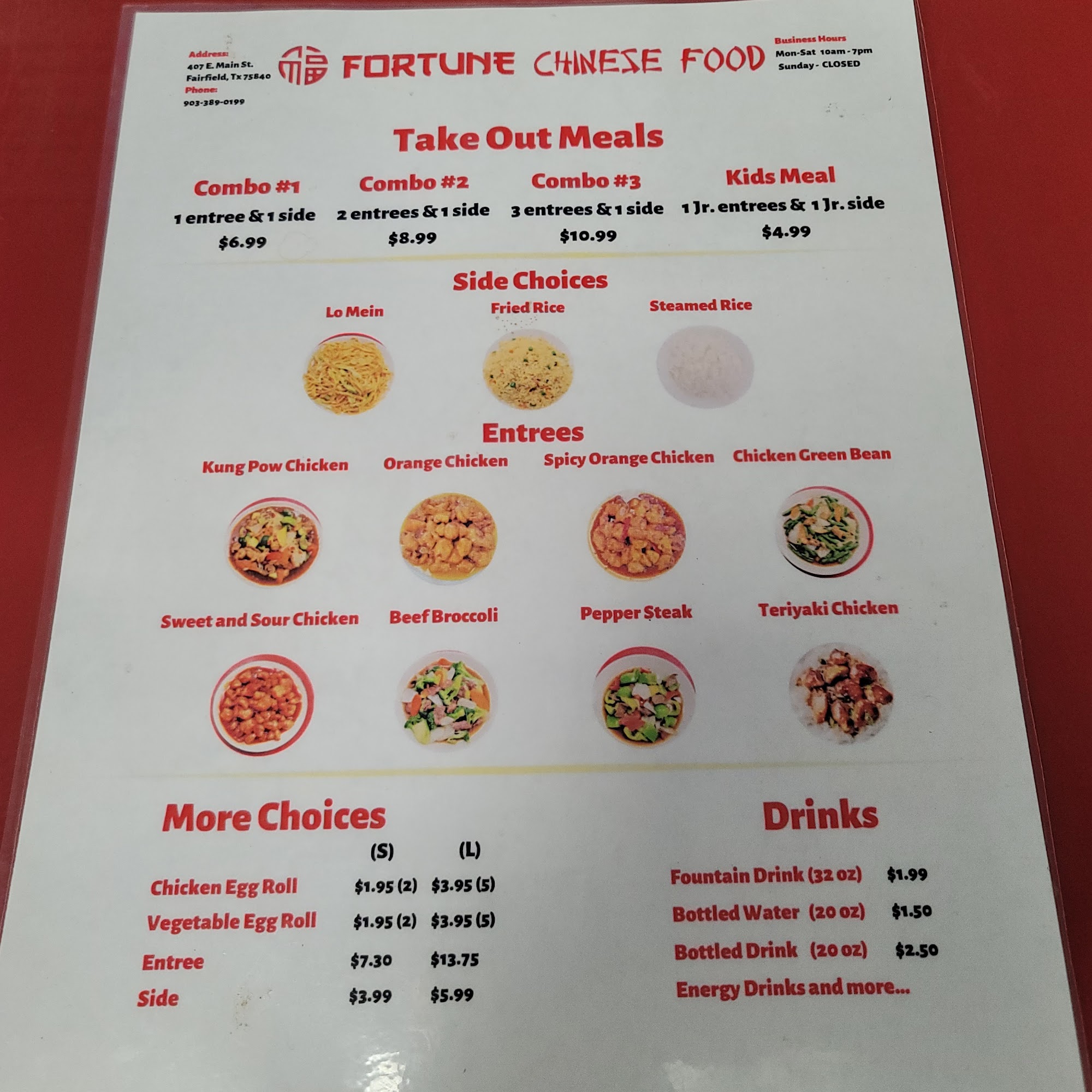 Fortune Chinese Menu