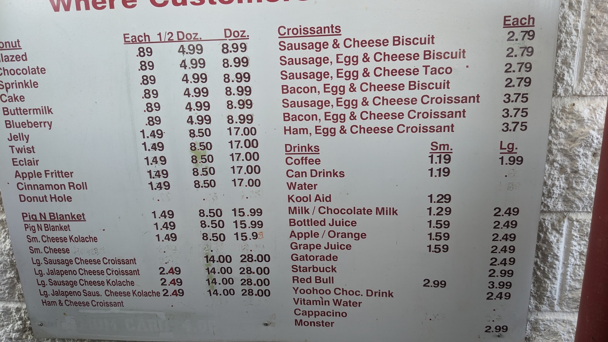 Donut Palace Menu