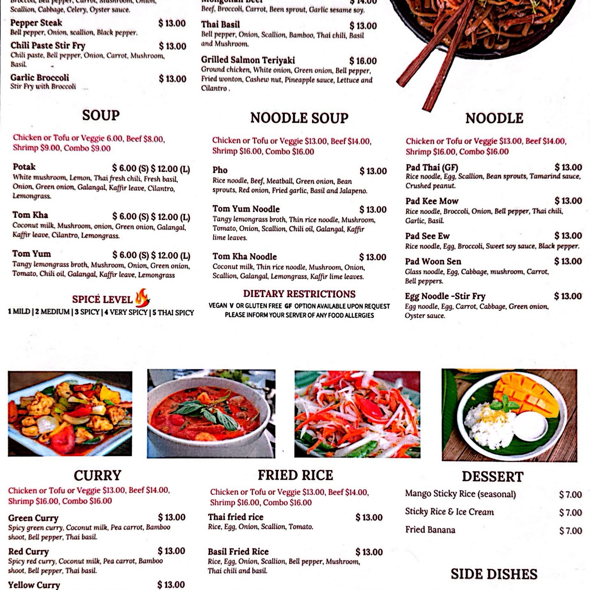 Mariya Thai Kitchen Menu