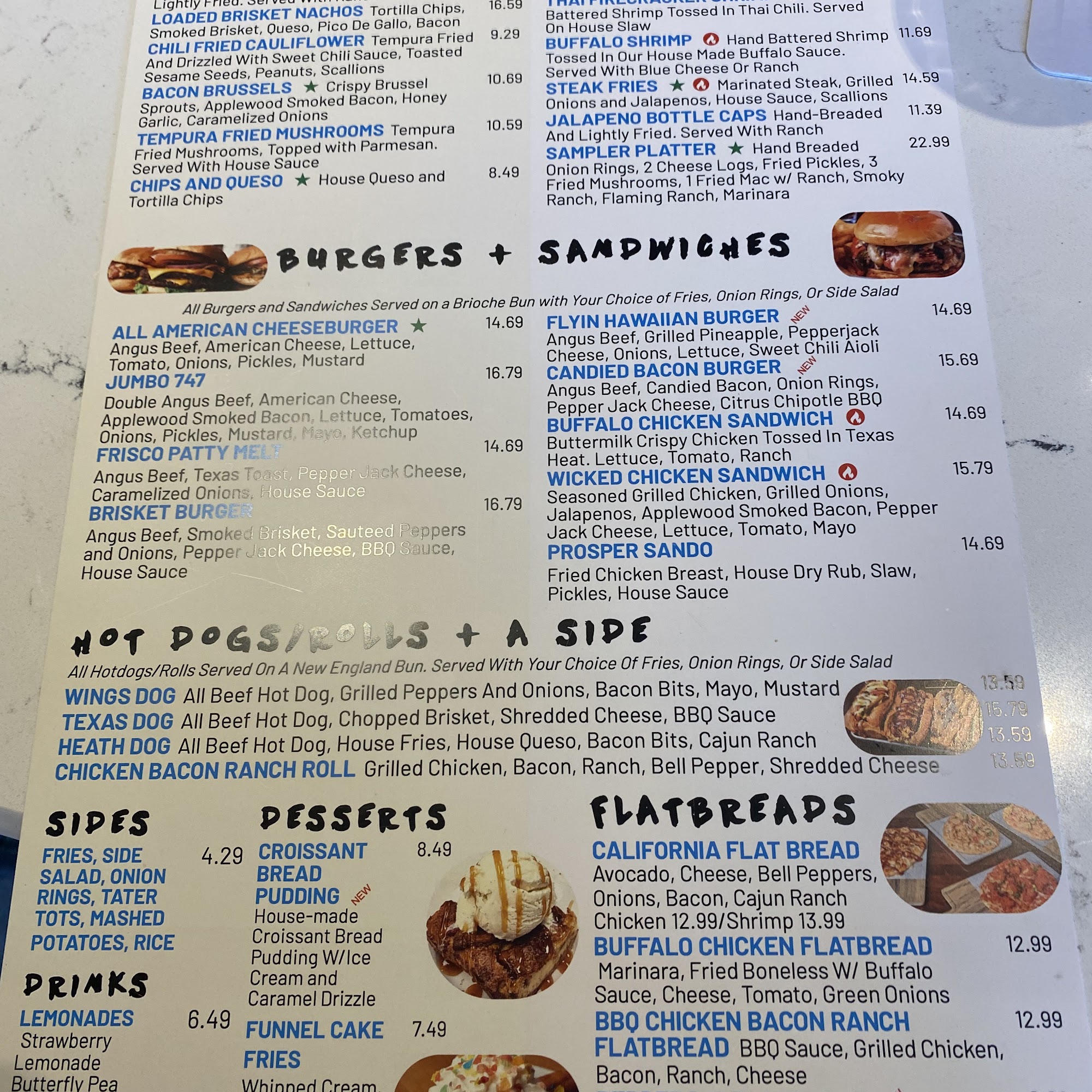 Wings Over USA Menu