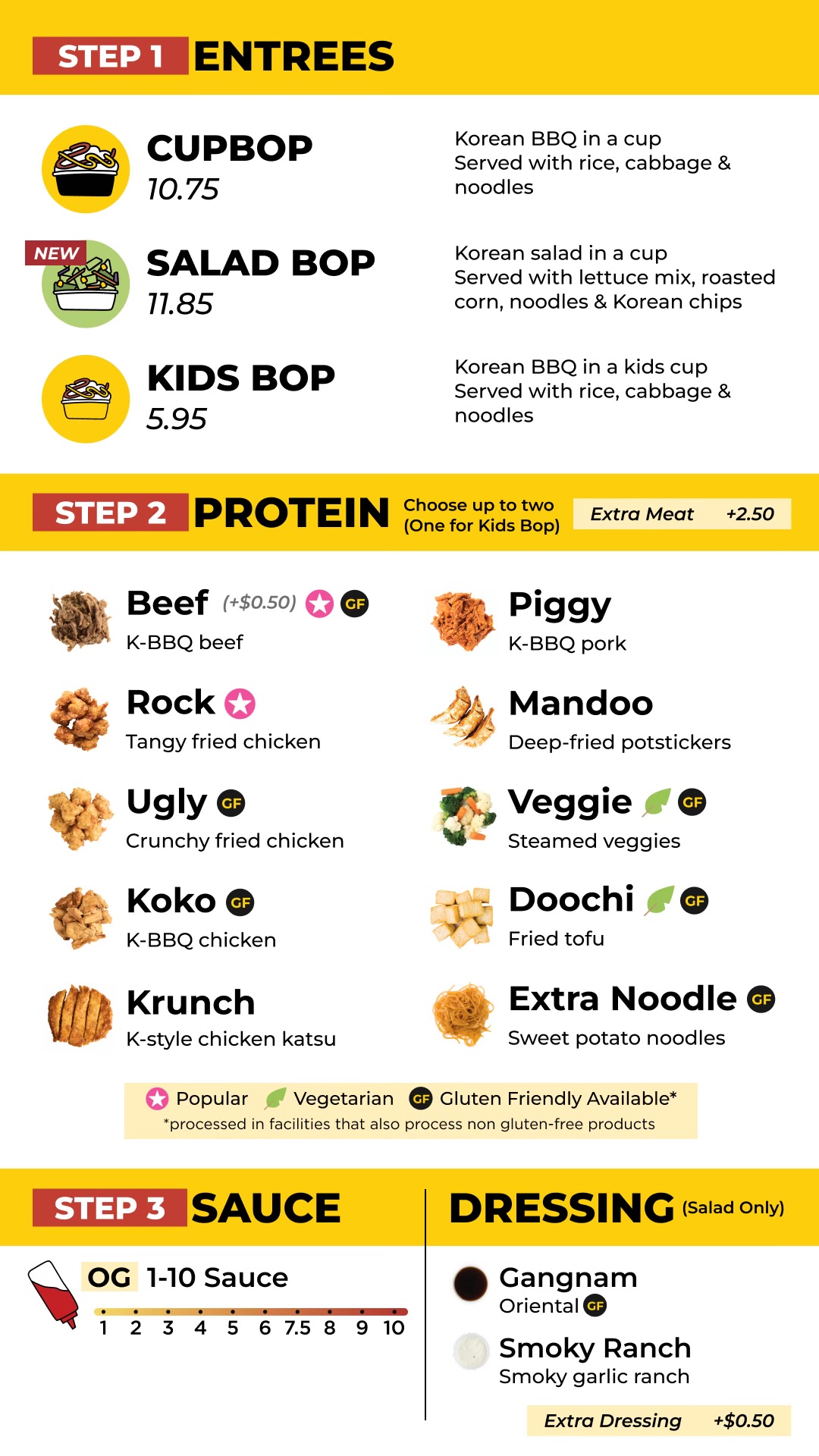 Cupbop - Korean BBQ in a Cup Menu