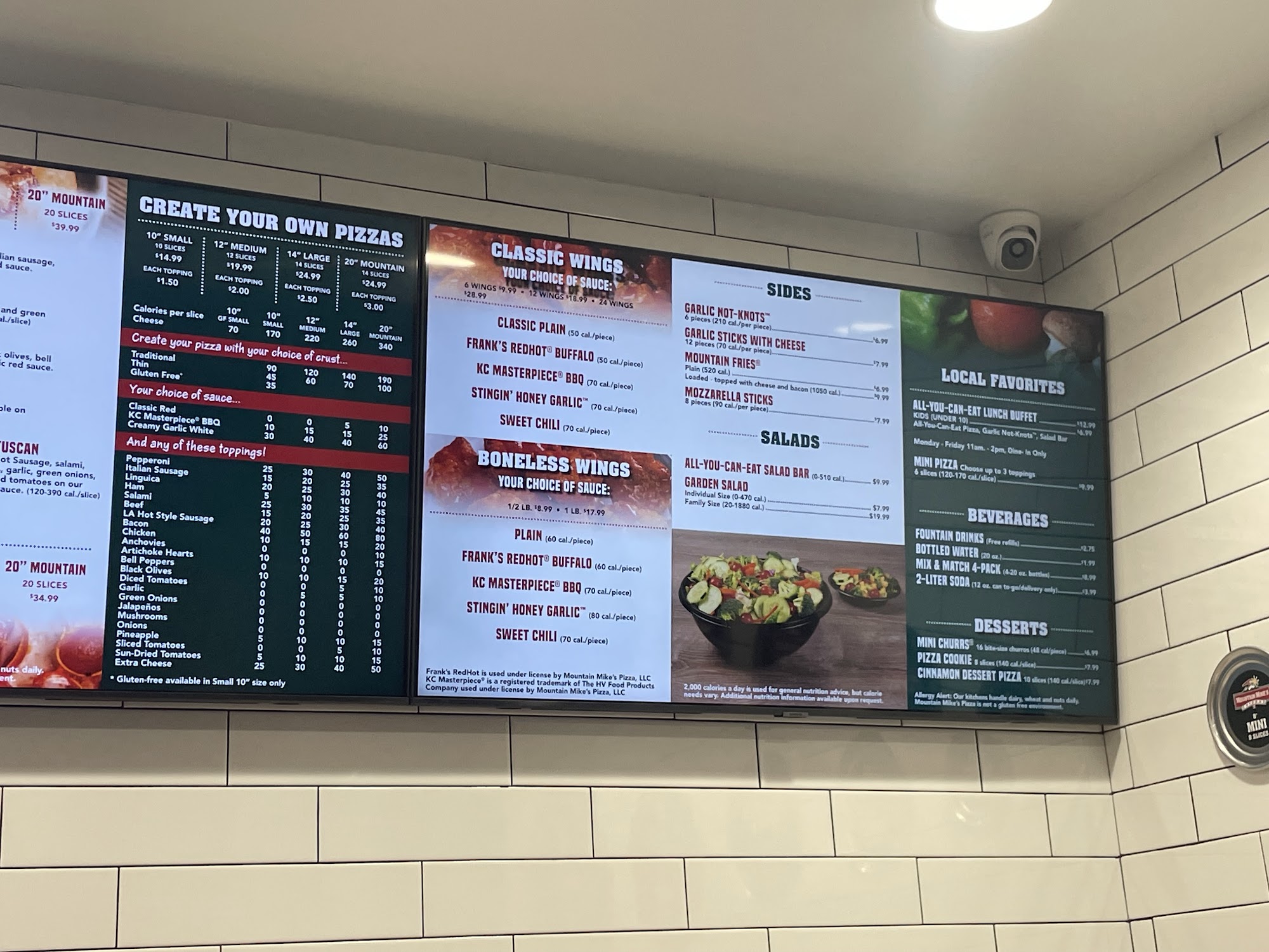 Mountain Mike's Pizza Menu