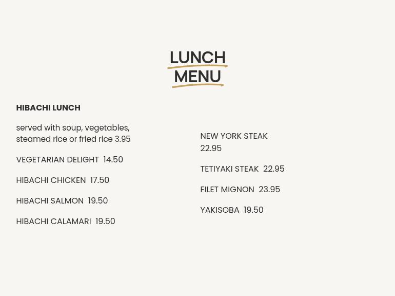 Seiko Sushi & Hibachi Menu