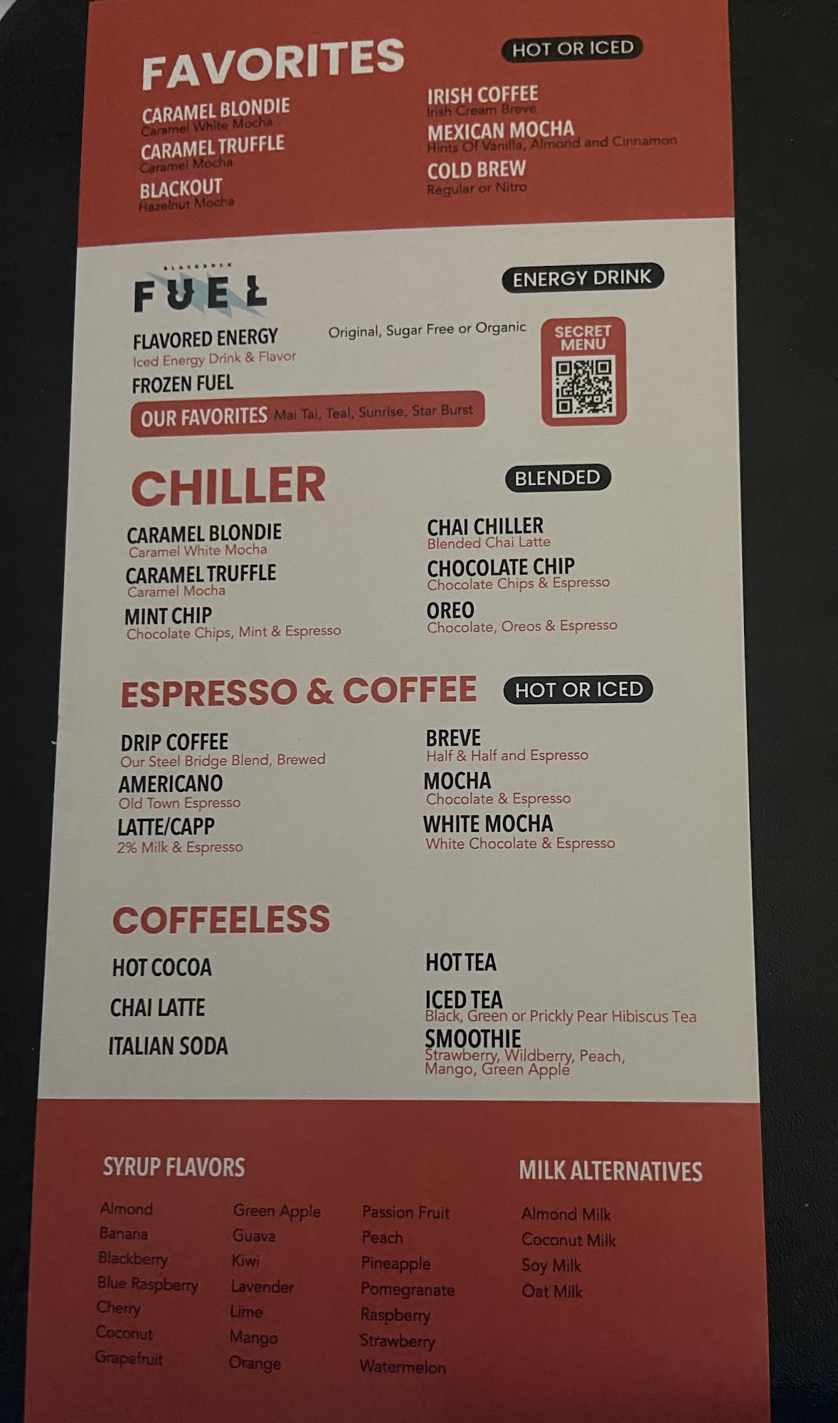 Black Rock Coffee Bar Menu